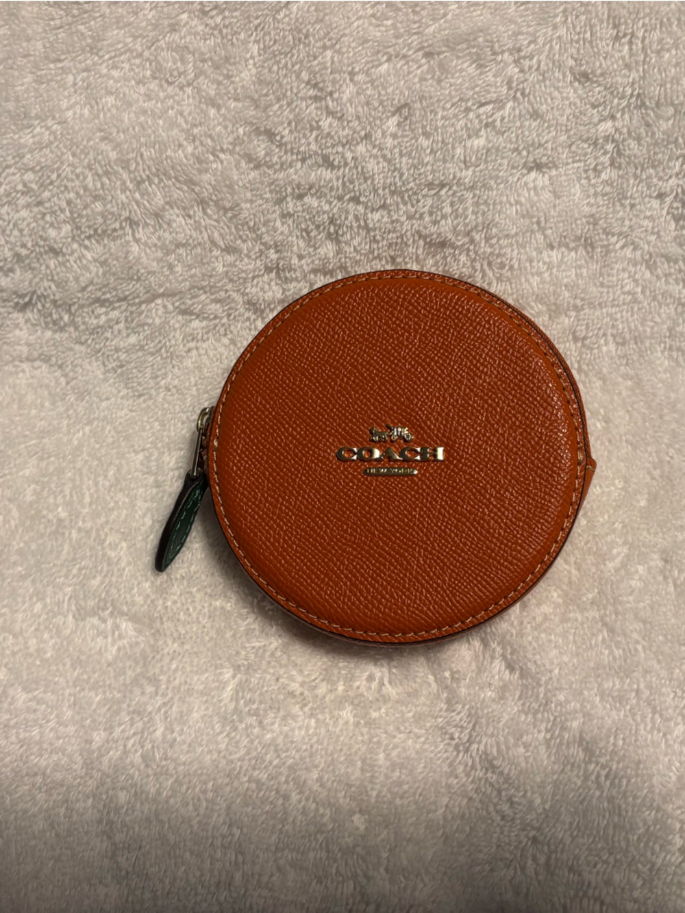 Coach Round Leather Coin Pouch in Orange